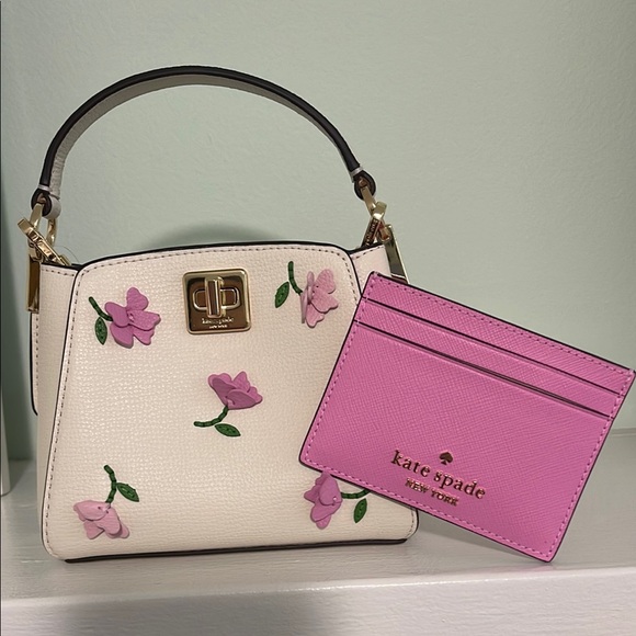 Kate Spade White and Pink Floral Handbag